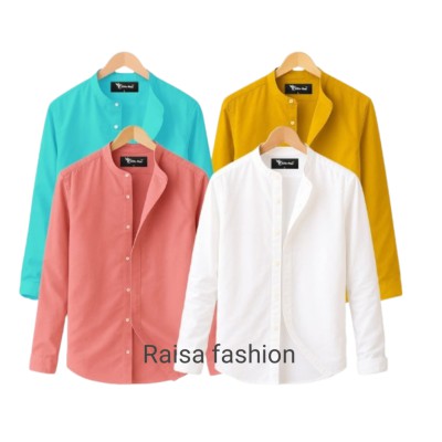 4 PCS Band Collar Shirt