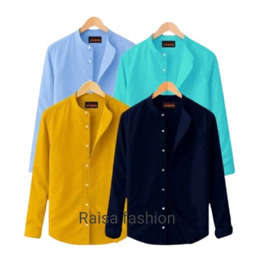 4 PCS Band Collar Shirt
