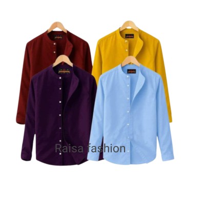 4 PCS Band Collar Shirt