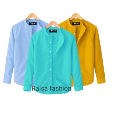 3 PCS Band Collar Shirt