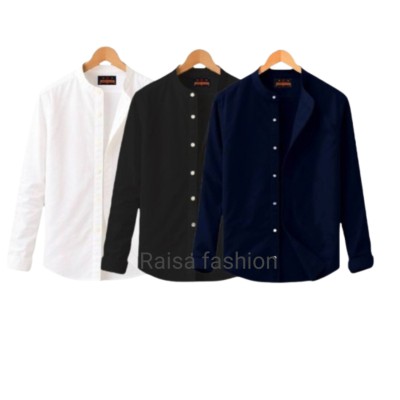 3 PCS Band Collar Shirt