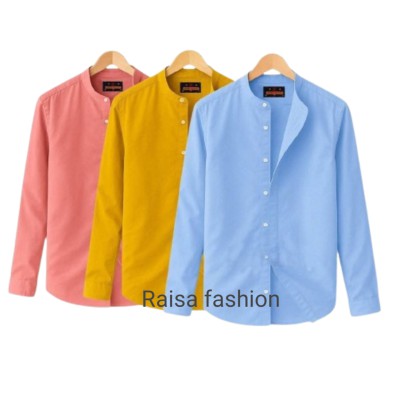 3 PCS Band Collar Shirt