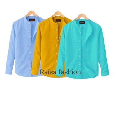 3 PCS Band Collar Shirt