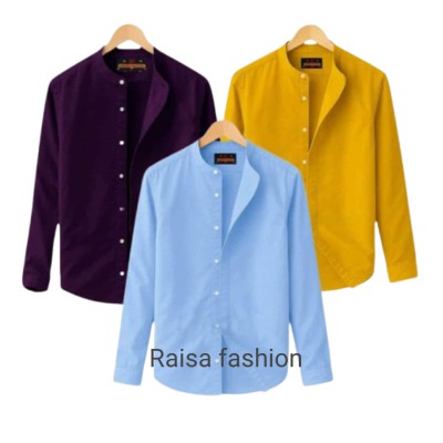 3 PCS Band Collar Shirt