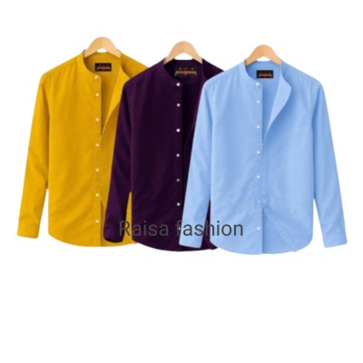 3 PCS Band Collar Shirt