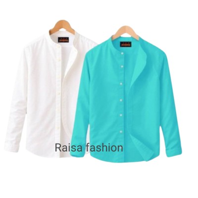 2 PCS Band Collar Shirt
