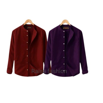 2 PCS Band Collar Shirt