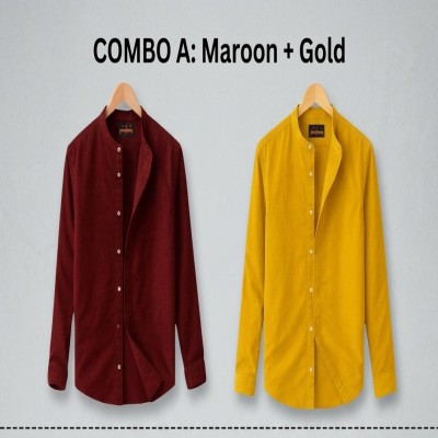 2 PCS Band Collar Shirt