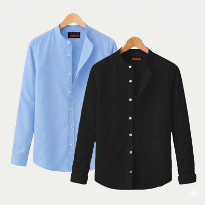 2 PCS Band Collar Shirt
