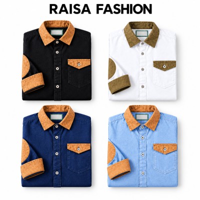 New denim 1 pocket Contrast Shirt