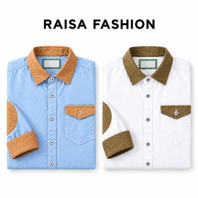 New denim 1 pocket Contrast Shirt